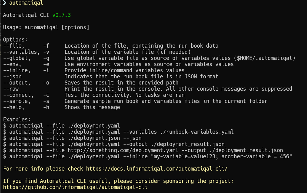 Help and commands list